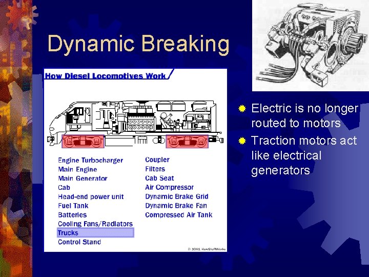 Dynamic Breaking Electric is no longer routed to motors ® Traction motors act like