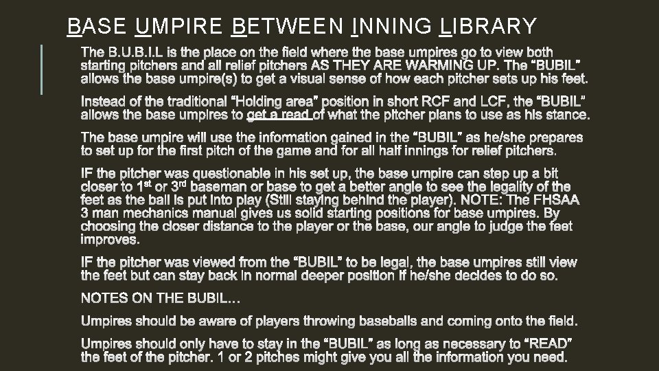 BASE UMPIRE BETWEEN INNING LIBRARY 