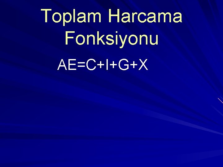 Toplam Harcama Fonksiyonu AE=C+I+G+X 