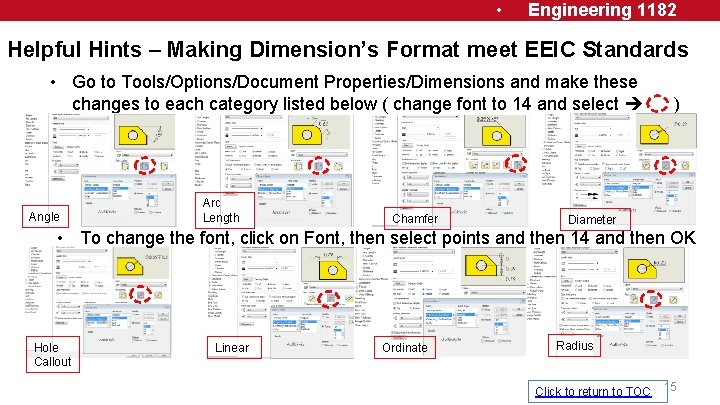  • Engineering 1182 Helpful Hints – Making Dimension’s Format meet EEIC Standards •