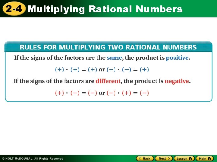 2 -4 Multiplying Rational Numbers 