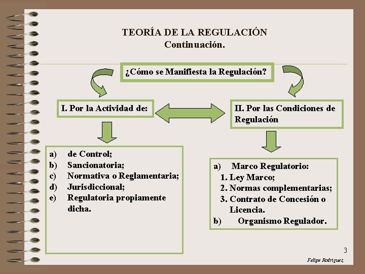 TEORÍA DE LA REGULACIÓN Continuación. ¿Cómo se Manifiesta la Regulación? I. Por la Actividad