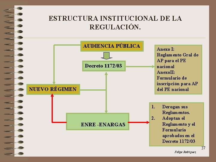 ESTRUCTURA INSTITUCIONAL DE LA REGULACIÓN. AUDIENCIA PÚBLICA Anexo I: Reglamento Gral de AP para