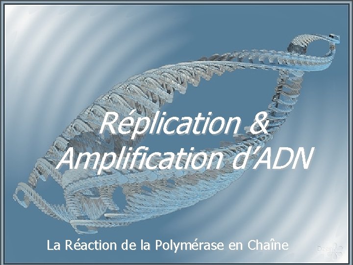 Réplication & Amplification d’ADN La Réaction de la Polymérase en Chaîne 