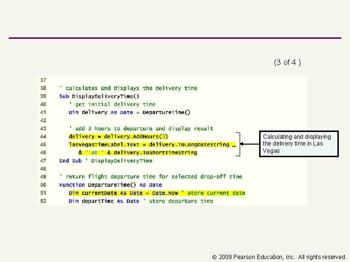 (3 of 4 ) Calculating and displaying the delivery time in Las Vegas 2009