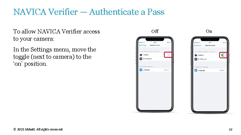 NAVICA Verifier — Authenticate a Pass To allow NAVICA Verifier access to your camera: NAVICA Verifier — Authenticate a Pass To allow NAVICA Verifier access to your camera:
