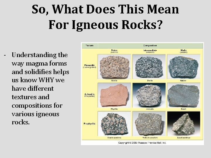 So, What Does This Mean For Igneous Rocks? - Understanding the way magma forms