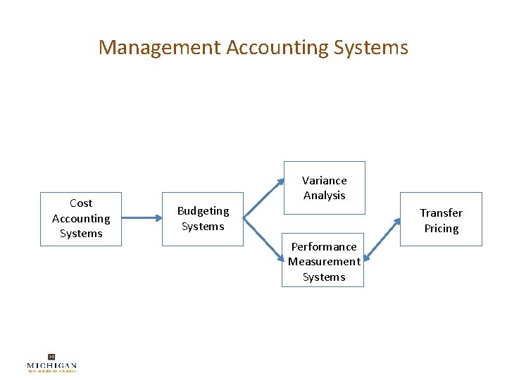 Management Accounting Systems Cost Accounting Systems Budgeting Systems Variance Analysis Transfer Pricing Performance Measurement