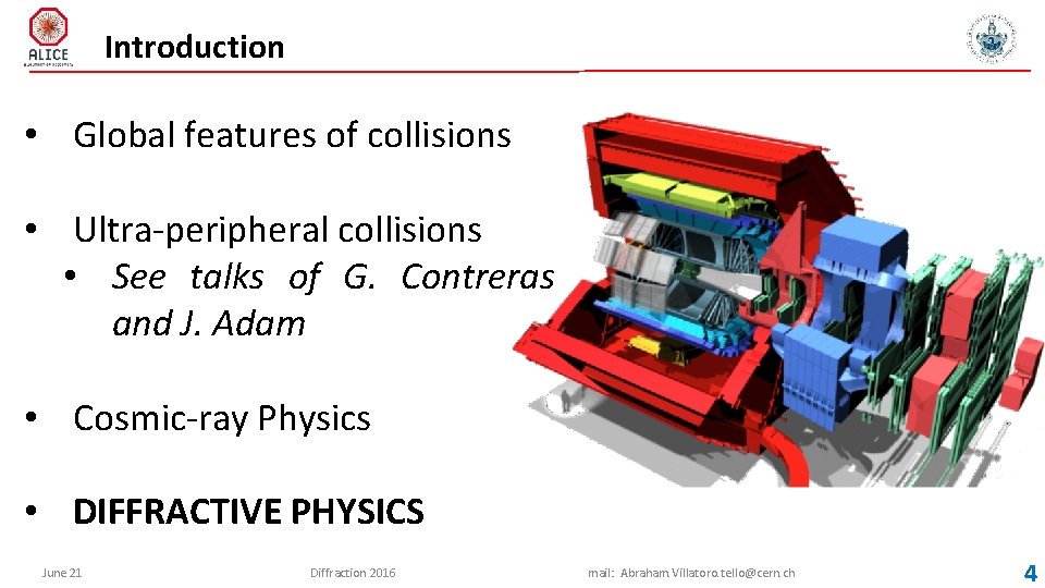 Introduction • Global features of collisions • Ultra-peripheral collisions • See talks of G.