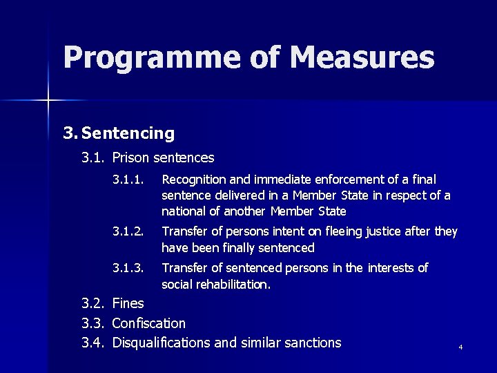 Programme of Measures 3. Sentencing 3. 1. Prison sentences 3. 2. 3. 3. 3.