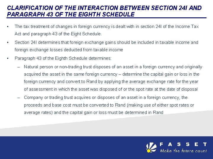 CLARIFICATION OF THE INTERACTION BETWEEN SECTION 24 I AND PARAGRAPH 43 OF THE EIGHTH