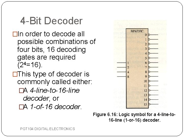 PGT 104 DIGITAL ELECTRONICS COMBINATIONAL ARITHMETIC CIRCUITS PGT