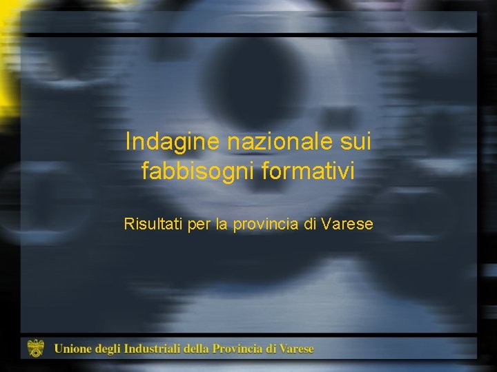 Indagine nazionale sui fabbisogni formativi Risultati per la provincia di Varese 