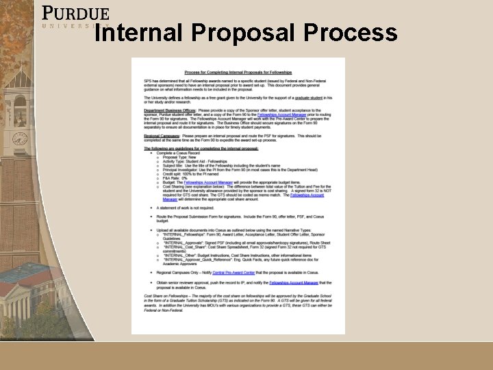 Internal Proposal Process Internal Proposal Process