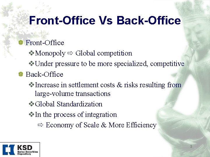 Front-Office Vs Back-Office | Front Office v. Monopoly Global competition v. Under pressure to