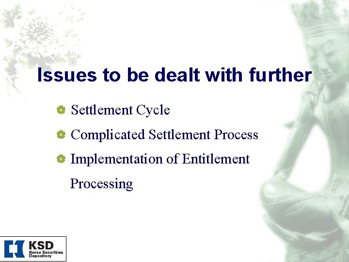 Issues to be dealt with further | Settlement Cycle | Complicated Settlement Process |