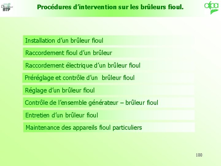 Procédures d’intervention sur les brûleurs fioul. Installation d’un brûleur fioul Raccordement fioul d’un brûleur