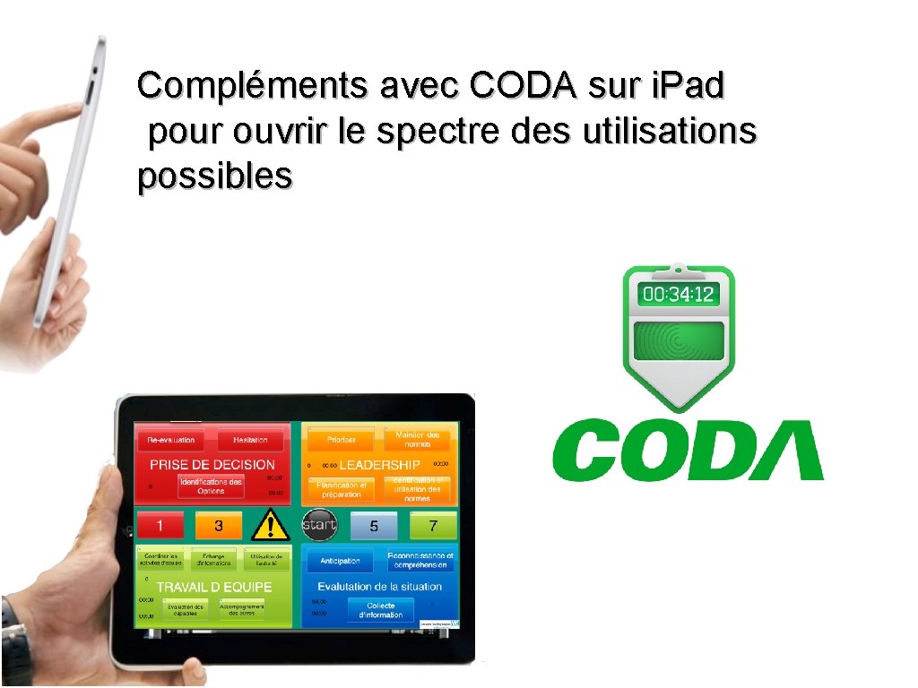 Compléments avec CODA sur i. Pad pour ouvrir le spectre des utilisations possibles Débriefing