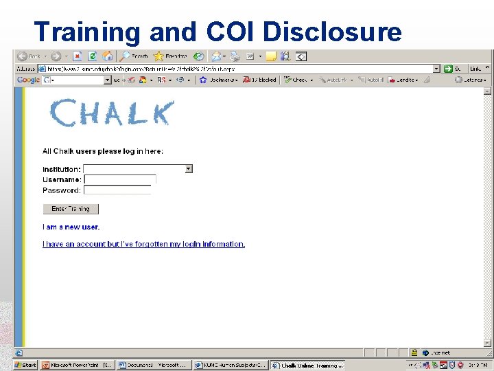 Training and COI Disclosure 