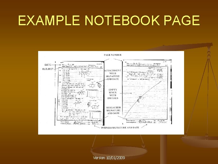 EXAMPLE NOTEBOOK PAGE Version 10/01/2009 