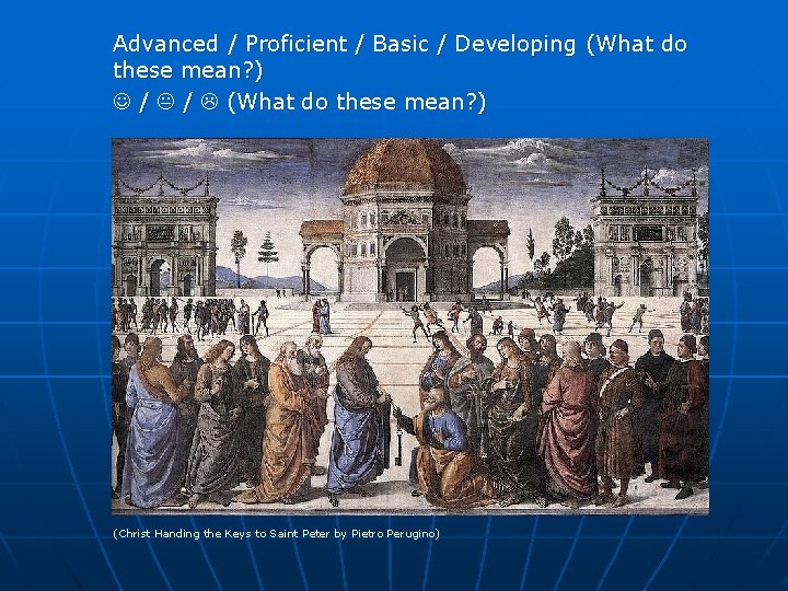 Advanced / Proficient / Basic / Developing (What do these mean? ) / /