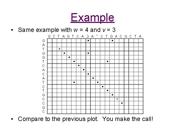 Example • Same example with w = 4 and v = 3 • Compare Example • Same example with w = 4 and v = 3 • Compare