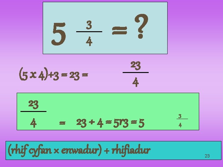 5 3 4 (5 x 4)+3 = 23 4 =? 23 4 = 23