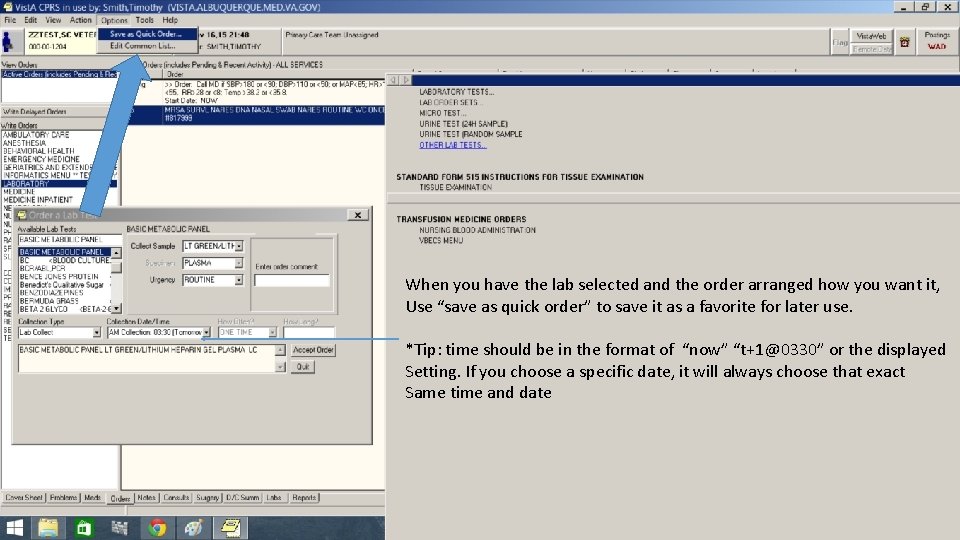 When you have the lab selected and the order arranged how you want it,