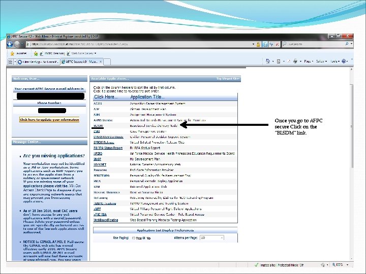 Once you go to AFPC secure Click on the “BLSDM” link. 