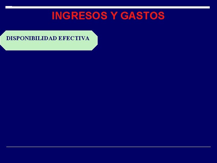 INGRESOS Y GASTOS DISPONIBILIDAD EFECTIVA INGRESOS Y GASTOS DISPONIBILIDAD EFECTIVA