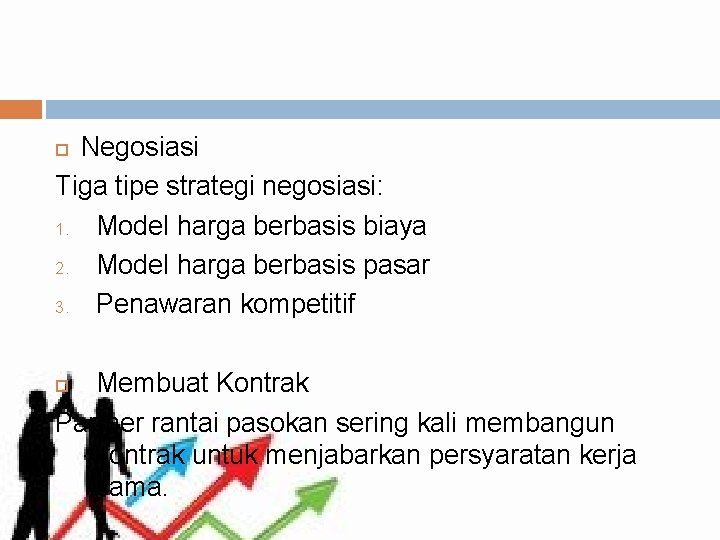 Negosiasi Tiga tipe strategi negosiasi: 1. Model harga berbasis biaya 2. Model harga berbasis