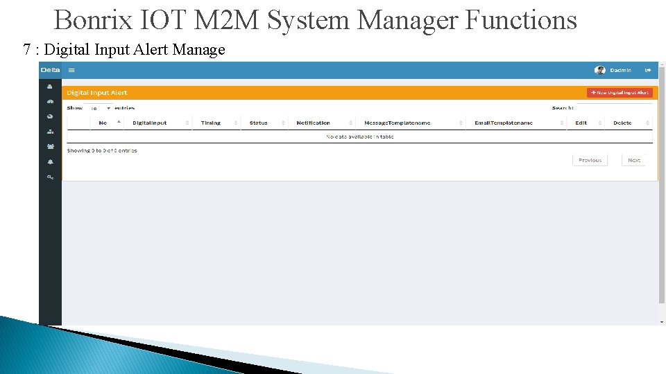 Bonrix IOT M 2 M System Manager Functions 7 : Digital Input Alert Manage