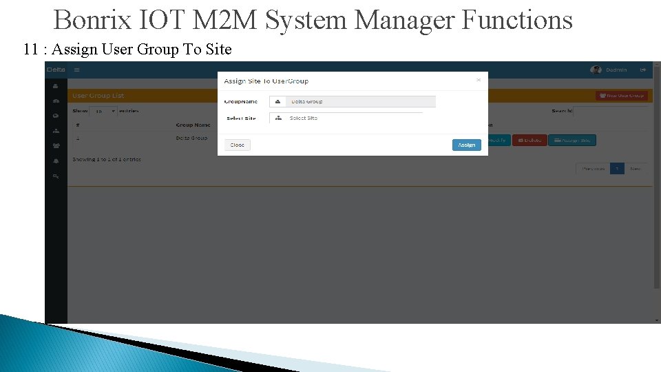 Bonrix IOT M 2 M System Manager Functions 11 : Assign User Group To