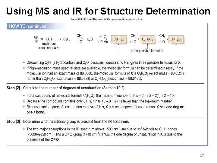 Using MS and IR for Structure Determination 17 