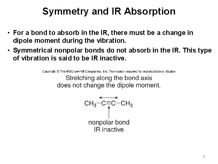 Symmetry and IR Absorption • For a bond to absorb in the IR, there