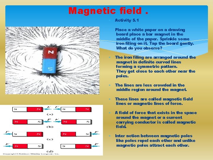 Magnetic field. Activity 5. 1 Place a white paper on a drawing board place