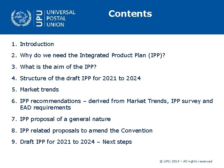 Contents 1. Introduction 2. Why do we need the Integrated Product Plan (IPP)? 3.