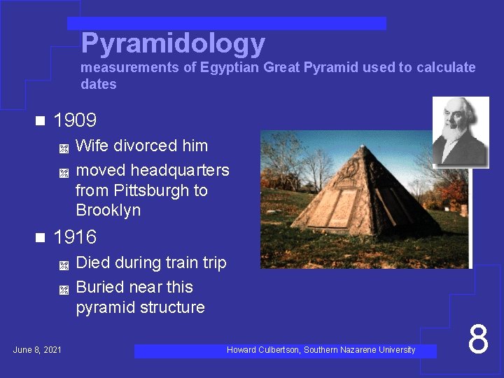 Pyramidology measurements of Egyptian Great Pyramid used to calculate dates n 1909 Ì Ì