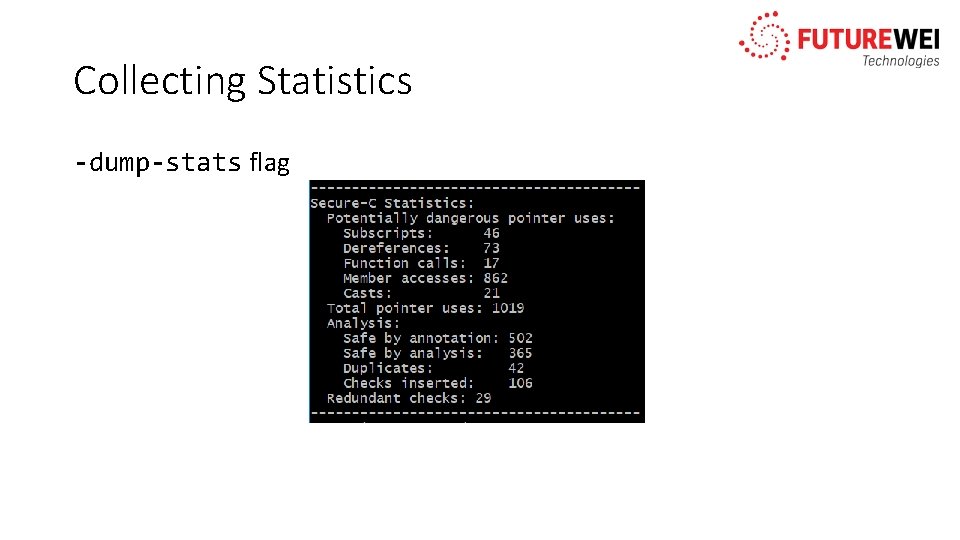 Collecting Statistics -dump-stats flag 