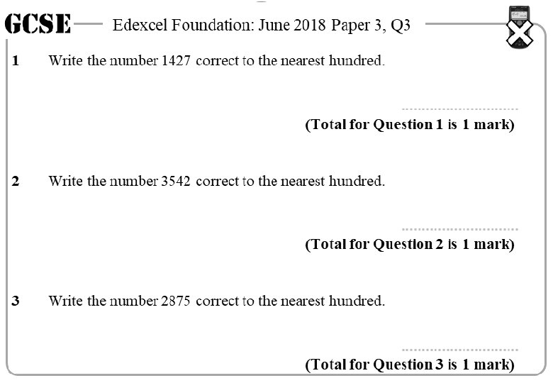 GCSE 1 Edexcel Foundation: June 2018 Paper 3, Q 3 Write the number 1427