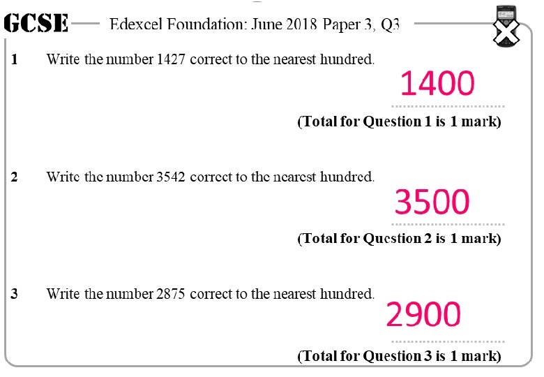 GCSE 1 Edexcel Foundation: June 2018 Paper 3, Q 3 Write the number 1427