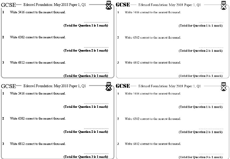 GCSE 1 Edexcel Foundation: May 2018 Paper 1, Q 1 Write 5416 correct to