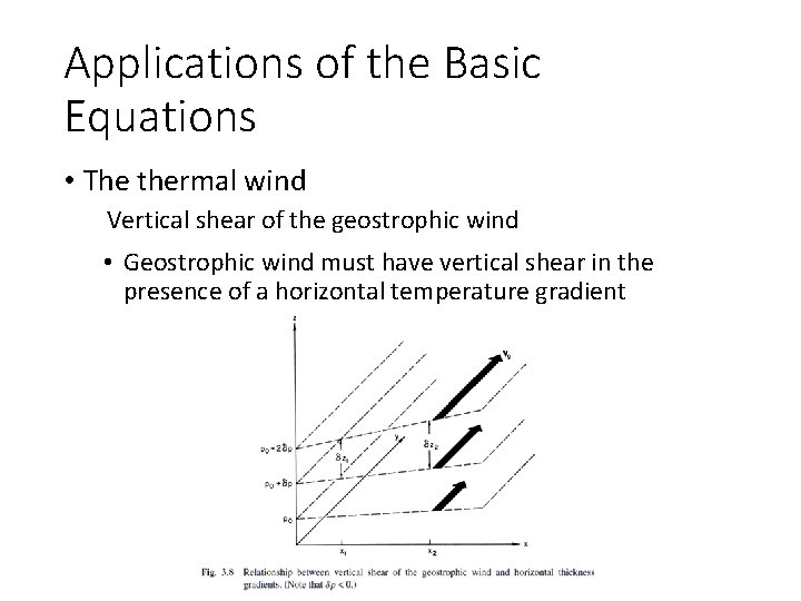 Applications of the Basic Equations • The thermal wind Vertical shear of the geostrophic
