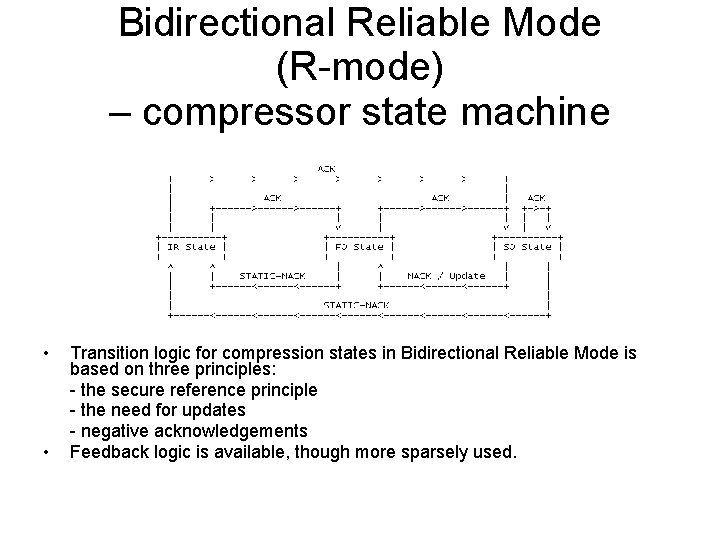 Bidirectional Reliable Mode (R-mode) – compressor state machine • • Transition logic for compression