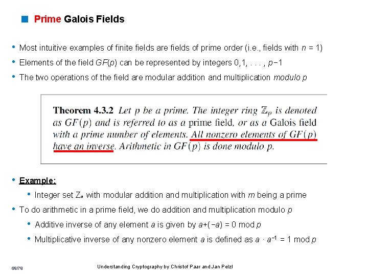 < Prime Galois Fields • Most intuitive examples of finite fields are fields of < Prime Galois Fields • Most intuitive examples of finite fields are fields of
