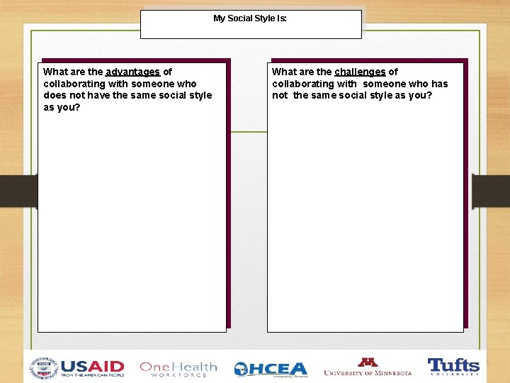 My Social Style Is: What are the advantages of collaborating with someone who does
