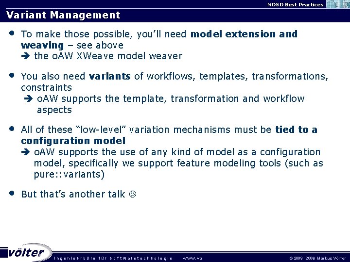 MDSD Best Practices Variant Management • To make those possible, you’ll need model extension