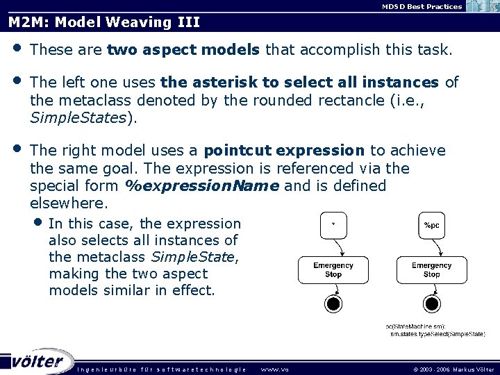 MDSD Best Practices M 2 M: Model Weaving III • These are two aspect