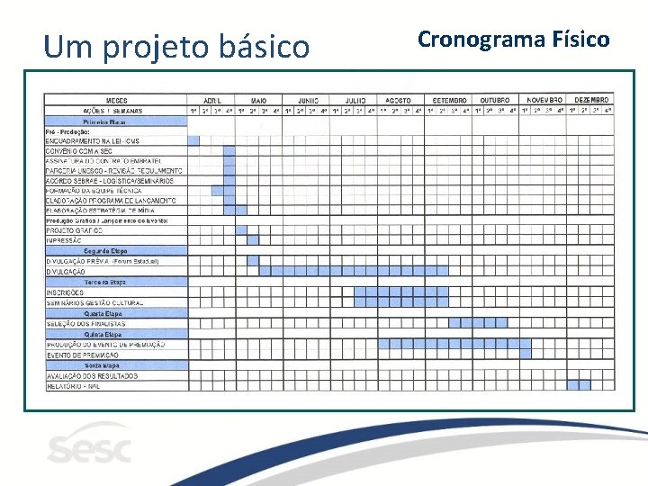 Um projeto básico Cronograma Físico 