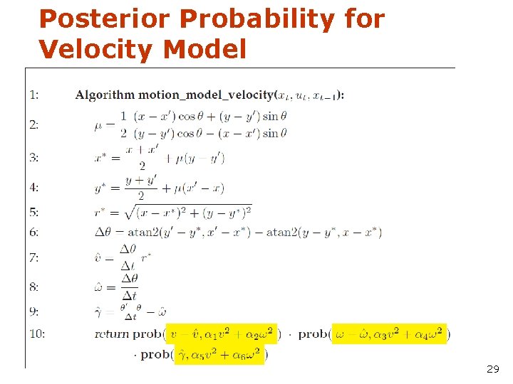 Posterior Probability for Velocity Model 29 